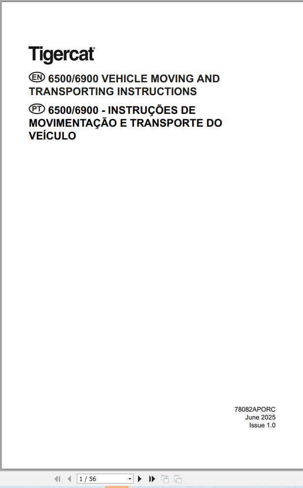 Tigercat 6500 6900 Vehicle Moving And Transporting Instructions 78082APORC EN PT (1)