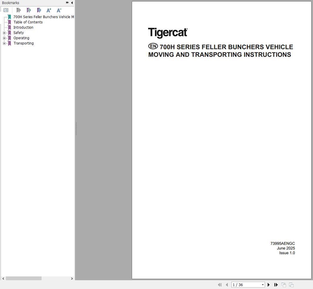 Tigercat 700H SERIES Vehicle Moving And Transporting Instructions 73995AENGC (1)