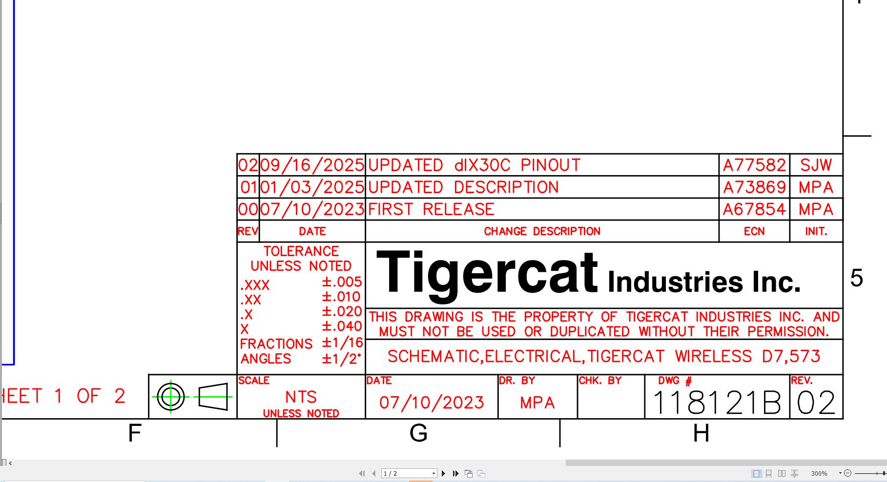 Tigercat Control System D7 Electric Schematic 118121B (1)