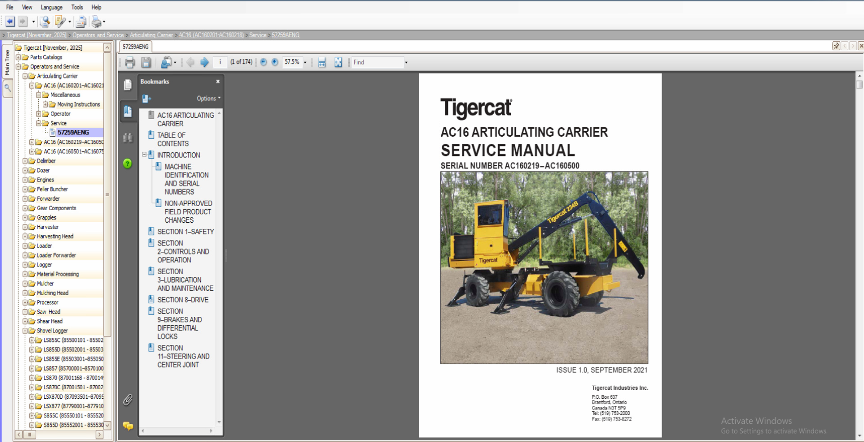 Tigercat EPC 01.2026 Parts Catalog Service Operator Manuals VMWARE 7