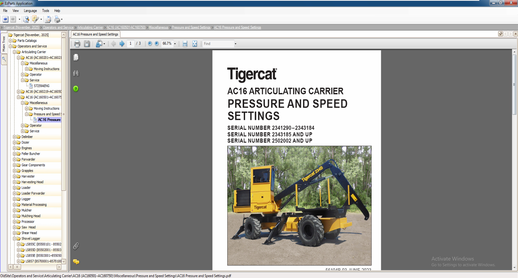 Tigercat EPC 01.2026 Parts Catalog Service Operator Manuals VMWARE 8
