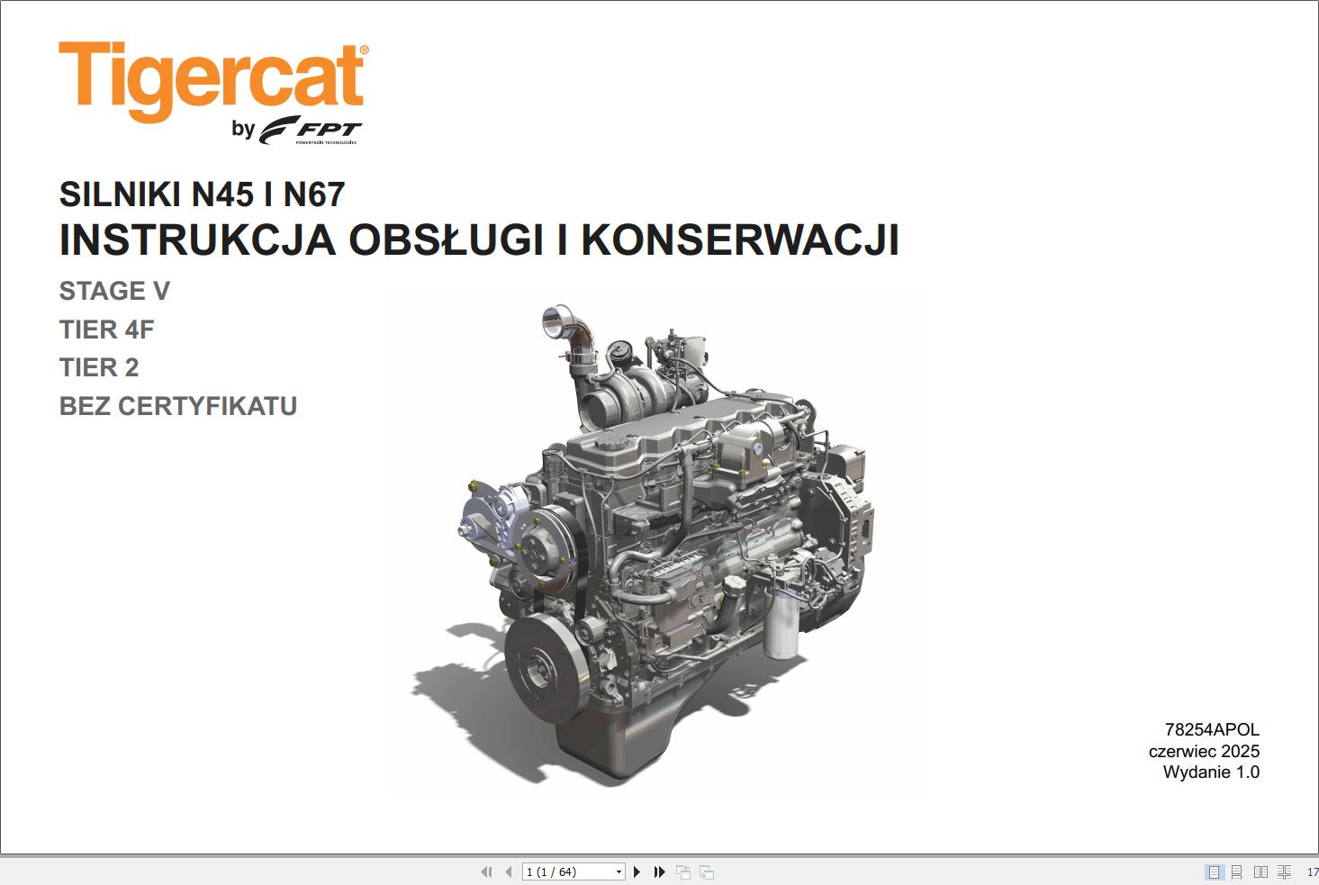 Tigercat FPT Engine N45 N67 Operation And Maintenance Manual 78254APOL PL (1)