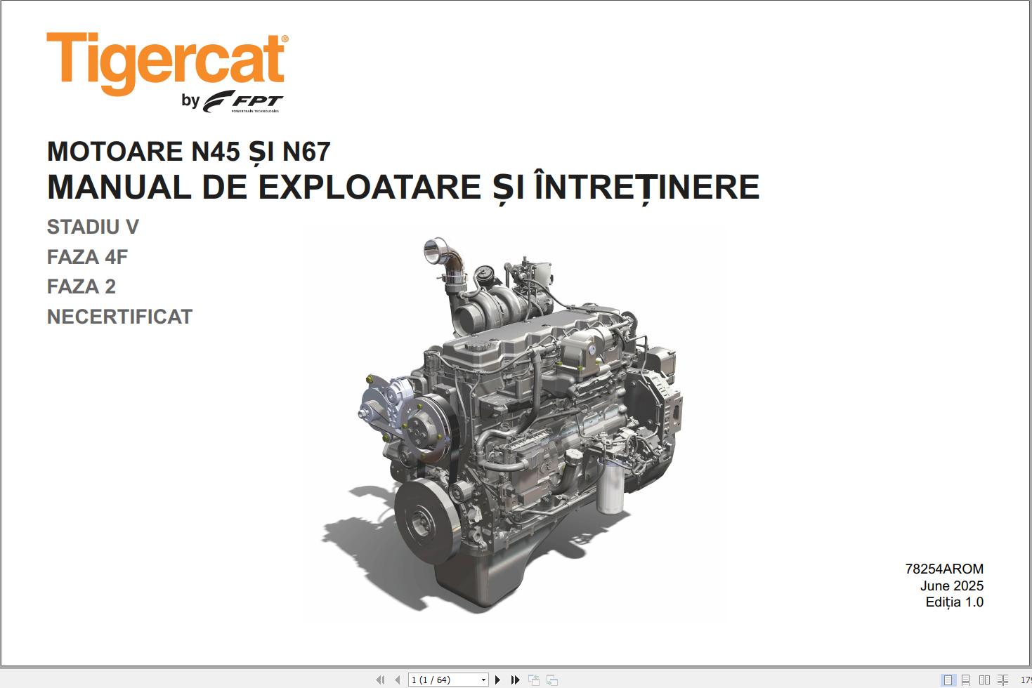 Tigercat FPT Engine N45 N67 Operation And Maintenance Manual 78254AROM RO (1)