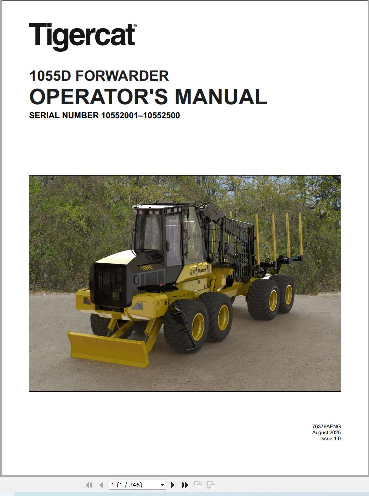 Tigercat Forwarder 1055D Operator Manual 76376AENG (1)
