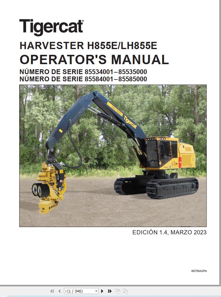 Tigercat Harvester H855E LH855E Operator Manual 69755ASPA (1)