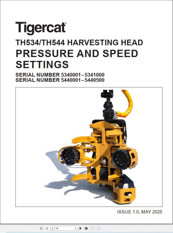 Tigercat Harvesting Head TH534 TH544 Pressure And Speed Settings 2025 (1)