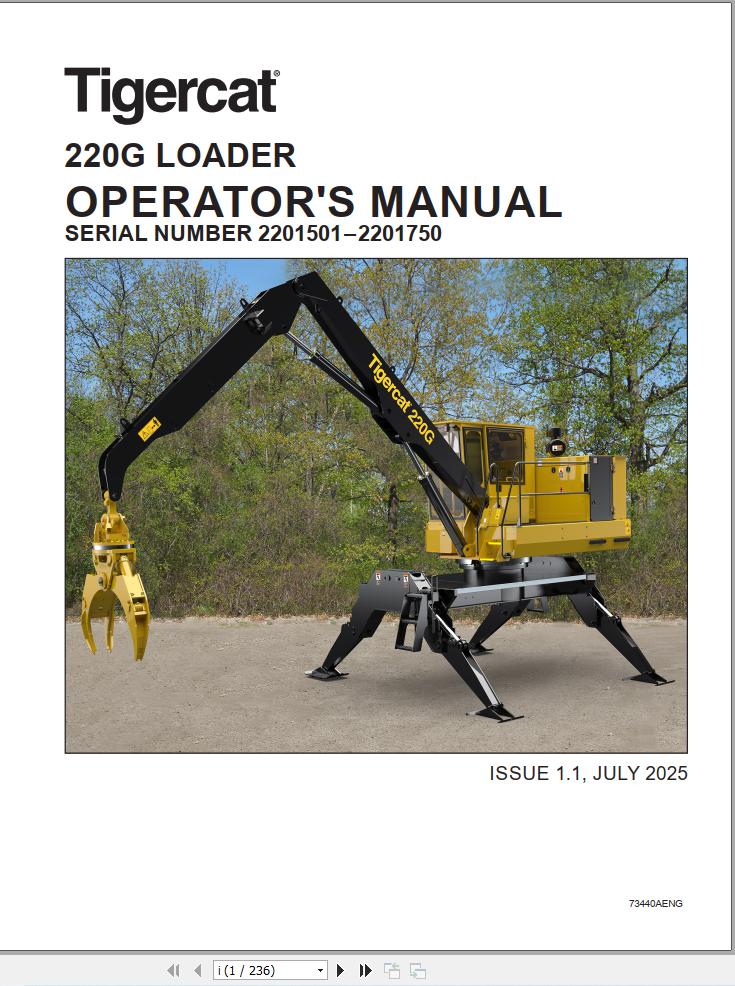 Tigercat Loader 220G Operator Manual 73440AENG (1)