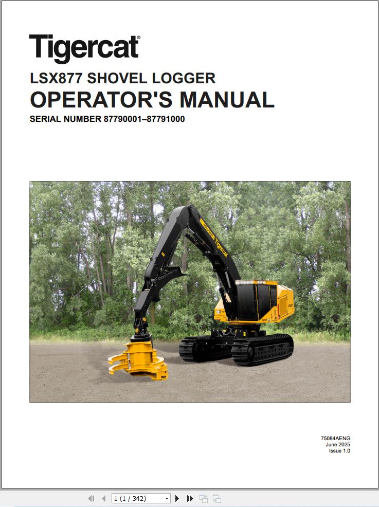 Tigercat Shovel Logger LSX877 Operator Manual 75084AENG (1)
