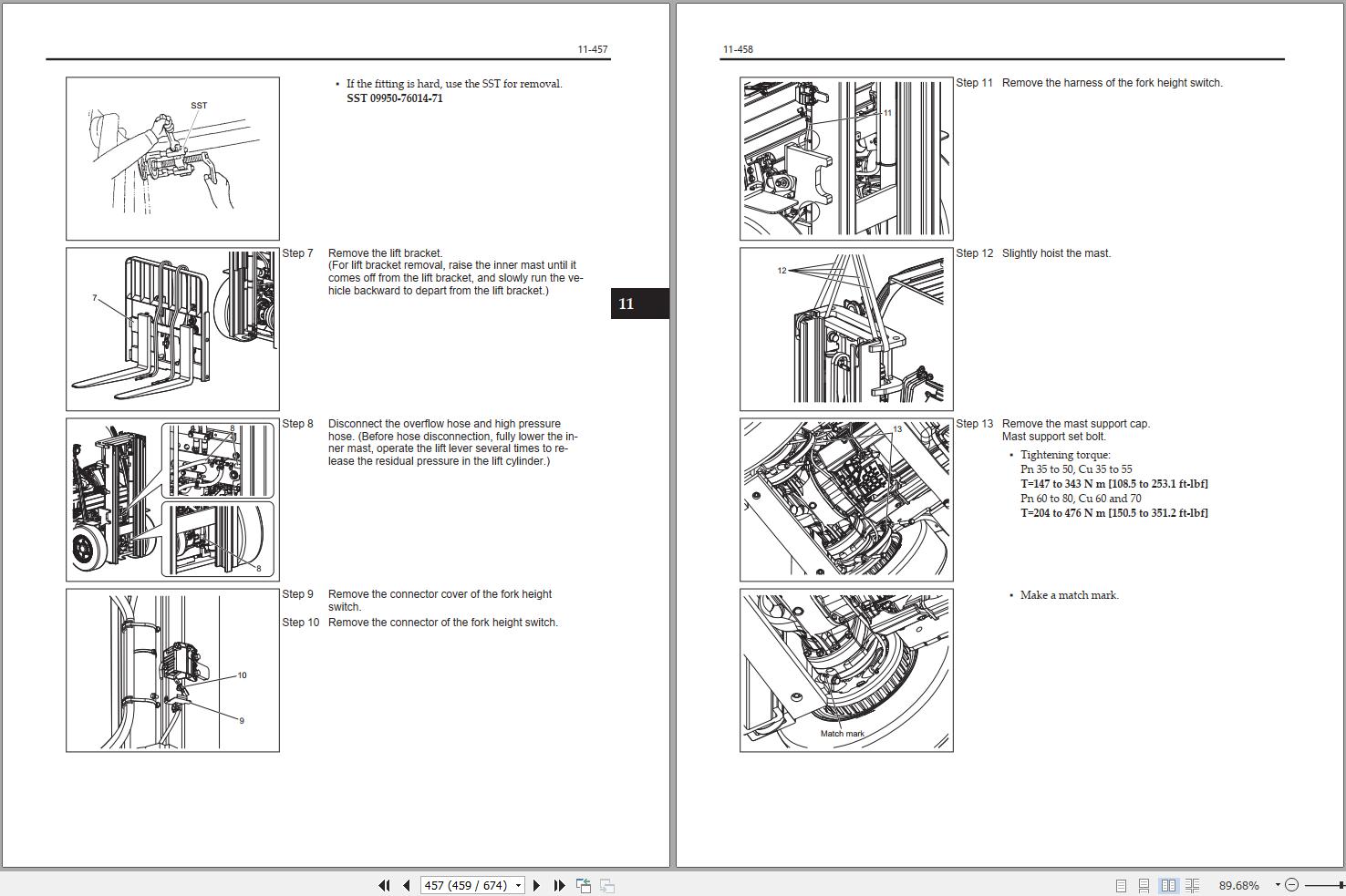 Toyota Forklift 8FG35U to 8FGC70U Repair Manual CE104 4