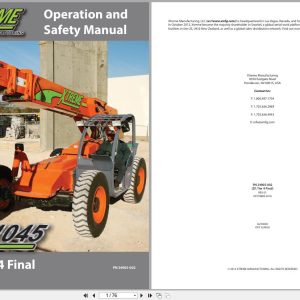 Xtreme Telehandler XR1045 ZF T4F Operation Safety Manual 24905 002 2016 (1)