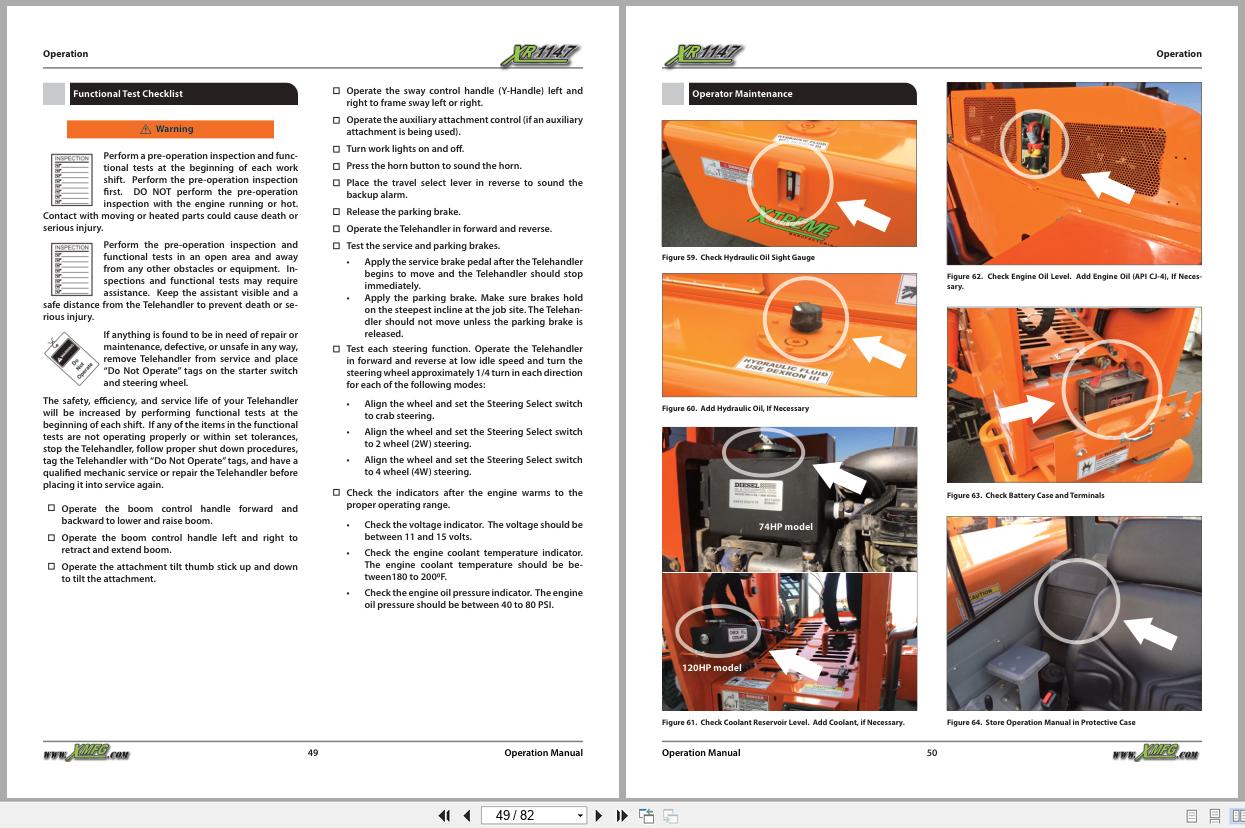 Xtreme Telehandler XR1147 Cummins T4F Operation Safety Manual 24969 000 2021 (2)