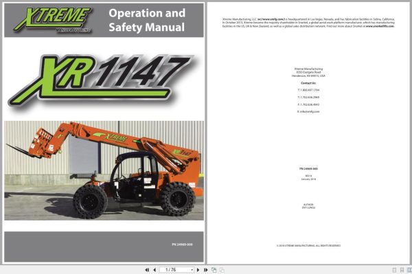 Xtreme Telehandler XR1147 T4F Operation Safety Manual 24969 000 2018 (1) Xtreme Telehandler Xr1147 T4F Operation Safety Manual 24969 000 2018 (1)