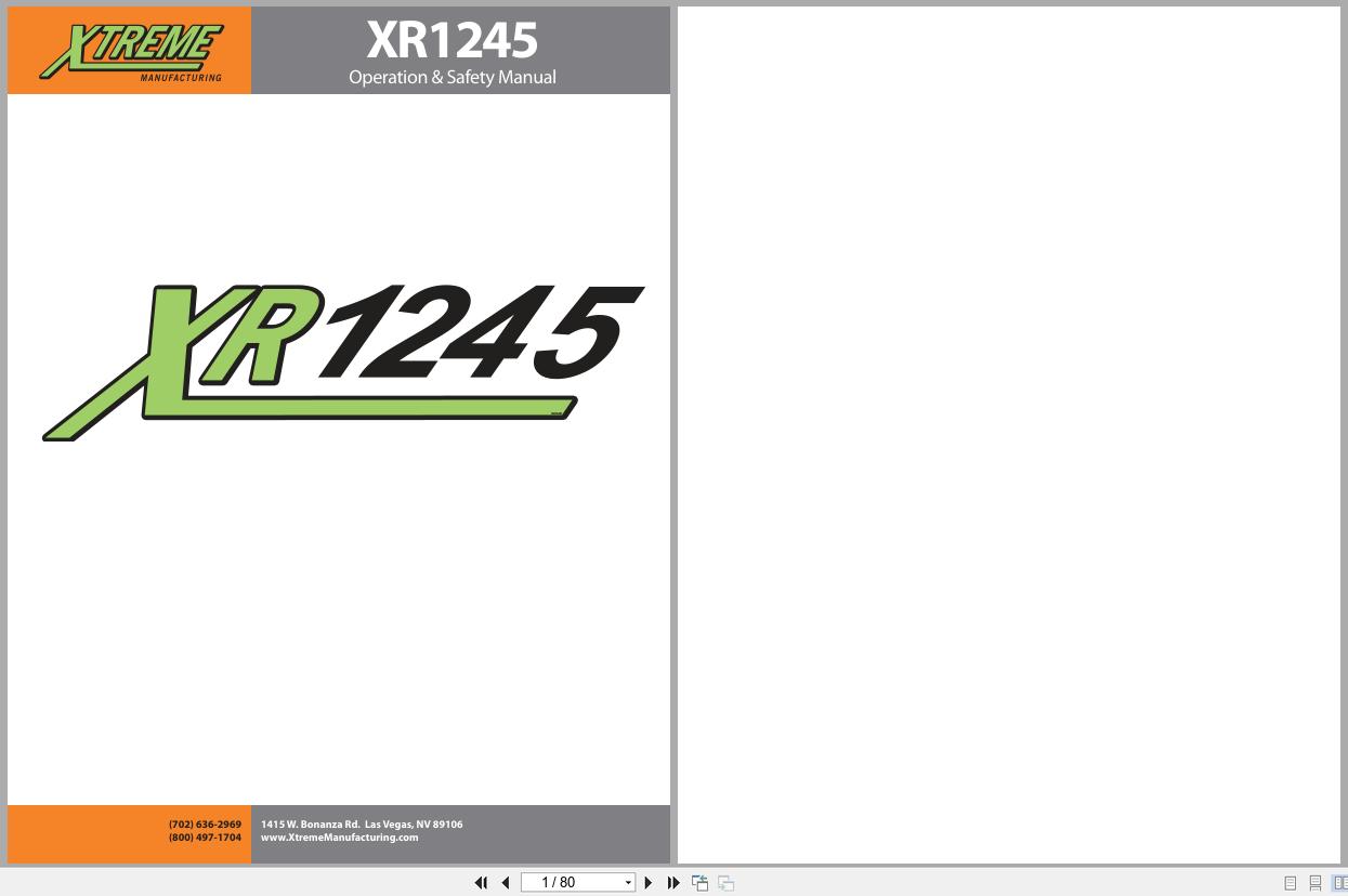 Xtreme Telehandler XR1245 Operation Safety Manual 24906 000 (1)