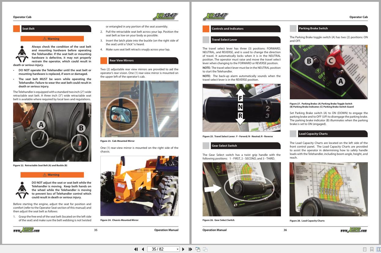 Xtreme Telehandler XR1347 Cummins T4F Operation Safety Manual 24986 000 2021 (2)
