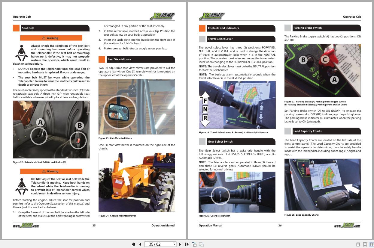 Xtreme Telehandler XR1547 Cummins T4F Operation Safety Manual 24987 000 2021 (2)
