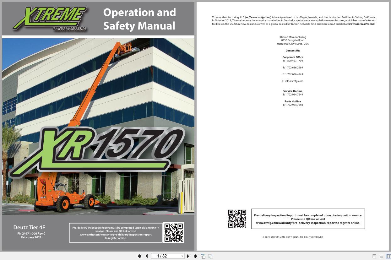Xtreme Telehandler XR1570 Deutz T4F Operation Safety Manual 24971 000 2021 (1)