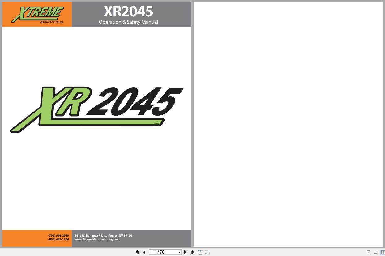 Xtreme Telehandler XR2045 Operation Safety Manual 24938 000 (1)