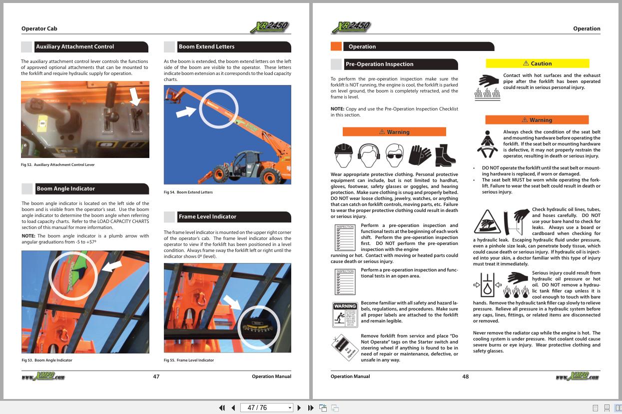 Xtreme Telehandler XR2450 T4F Operation Safety Manual 24940 001 2016 (2)