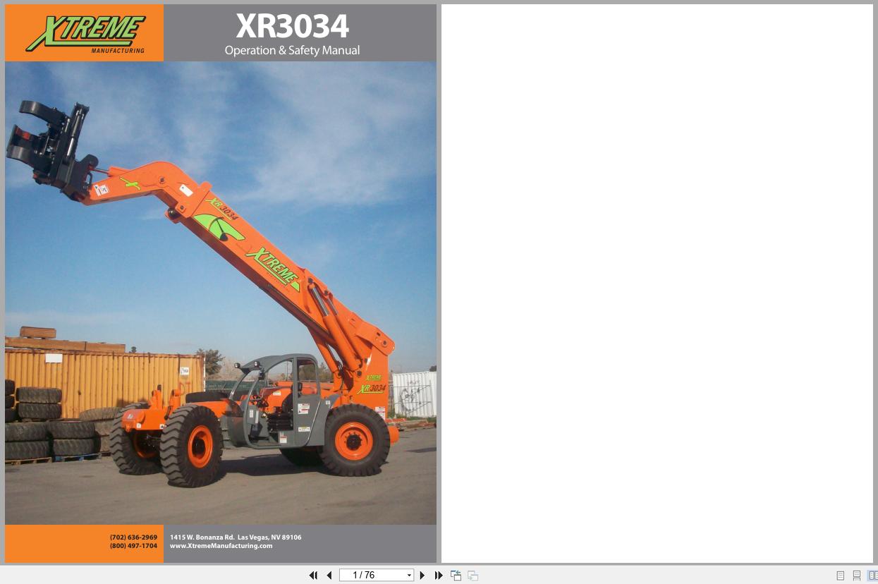 Xtreme Telehandler XR3034 Operation Safety Manual 24941 000 (1)