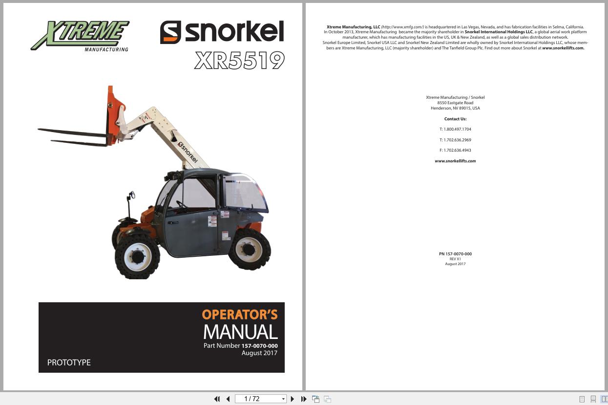 Xtreme Telehandler XR5519 Operator Manual 157 0070 000 2017 (1)