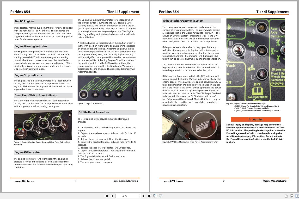 Xtreme Telehandler XR842 XR1045 T4i Engines Perkins 854 Operation Manual Supplement 24960 000 (2)