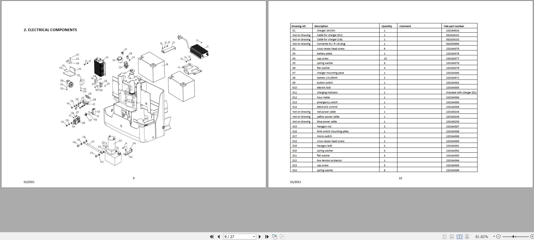 Yale Pallet Truck MPC14 A620 Parts Manual 2021 2