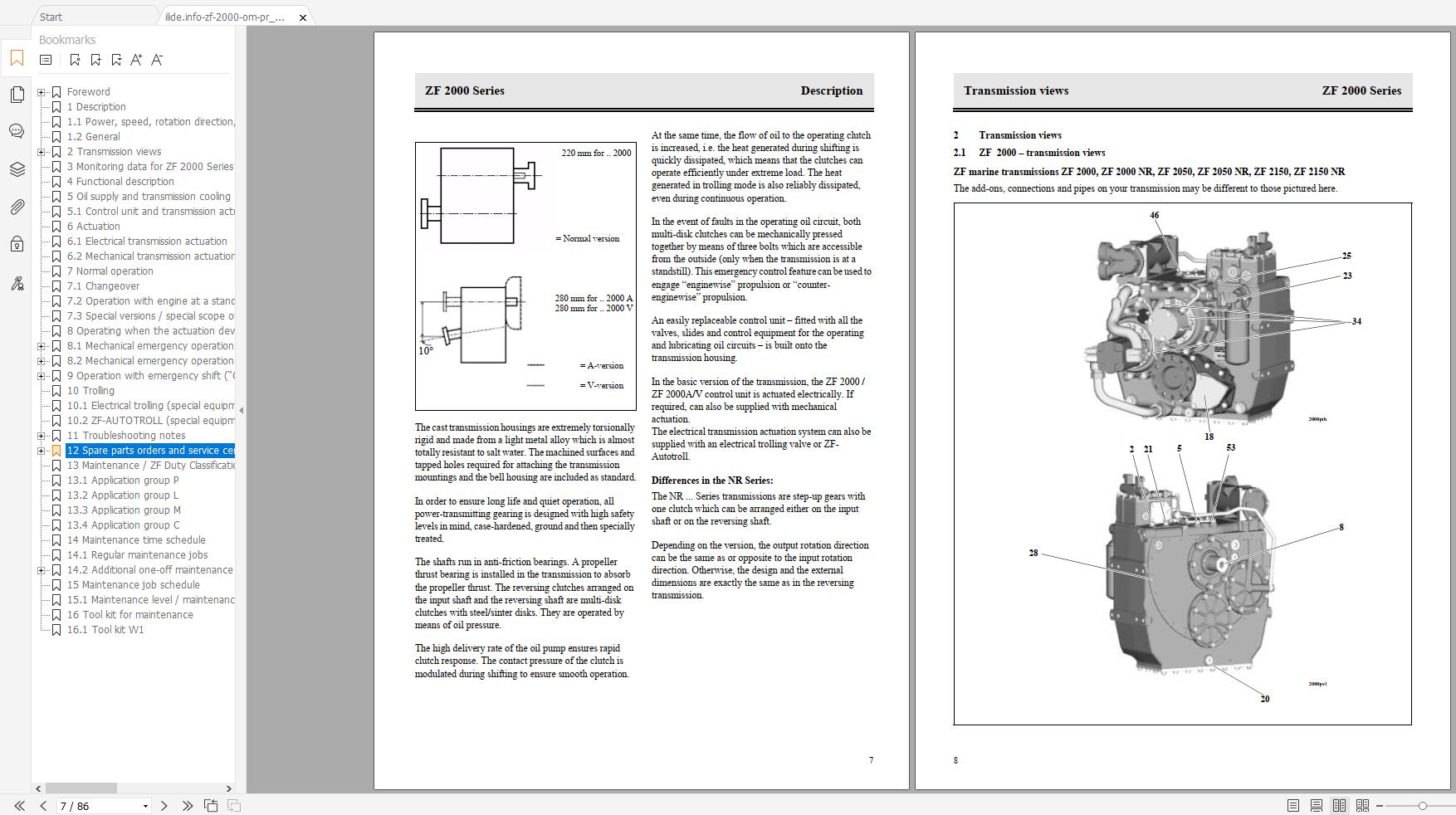 ZF Marine Transmission 2000 Series Operating Instructions 3100758101 (2)