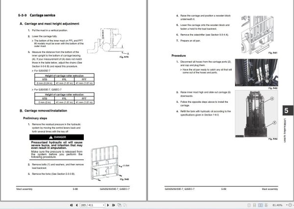 Bobcat Forklift G20E 7 to G35EC 7 Service Manual DSB4530E00 2023 2