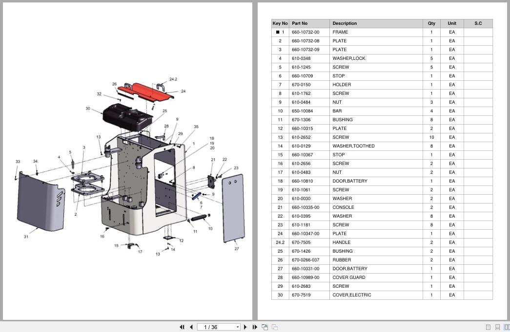 Doosan DLE Pallet Truck LEDD20MP Equipment Parts Catalog SB1157 (1)