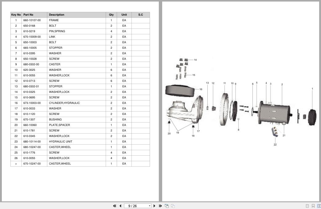 Doosan DLE Pallet Truck LEDH18 LEDH20 LEDH22 Equipment Parts Catalog SB1146 (2)