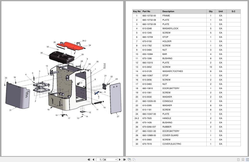 Doosan DLE Pallet Truck LEDH20MP Equipment Parts Catalog SB1148 (1)