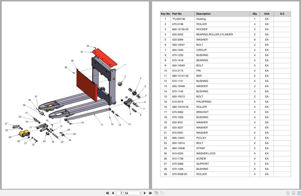 Doosan DLE Pallet Truck LEDH20MP Equipment Parts Catalog SB1148 (2)