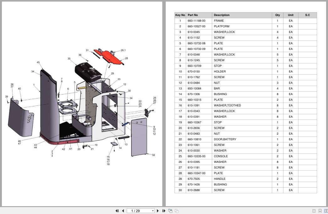 Doosan DLE Pallet Truck LEDH20MPR Equipment Parts Catalog SB1269 (1)