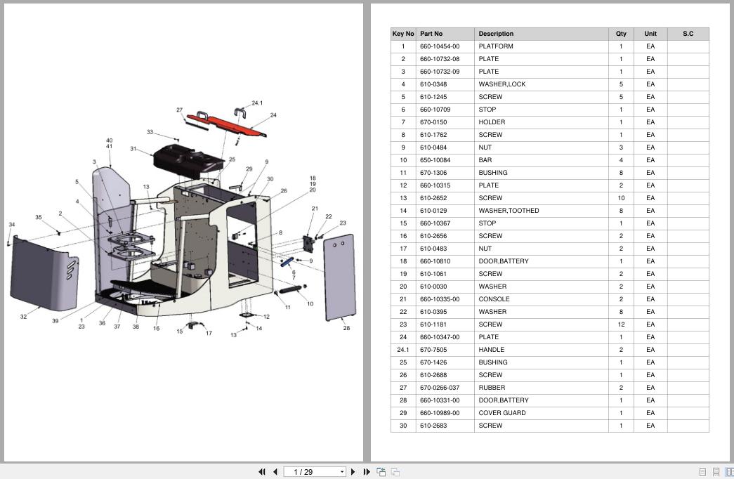Doosan DLE Pallet Truck LEDH20MPS Equipment Parts Catalog SB1270 (1)