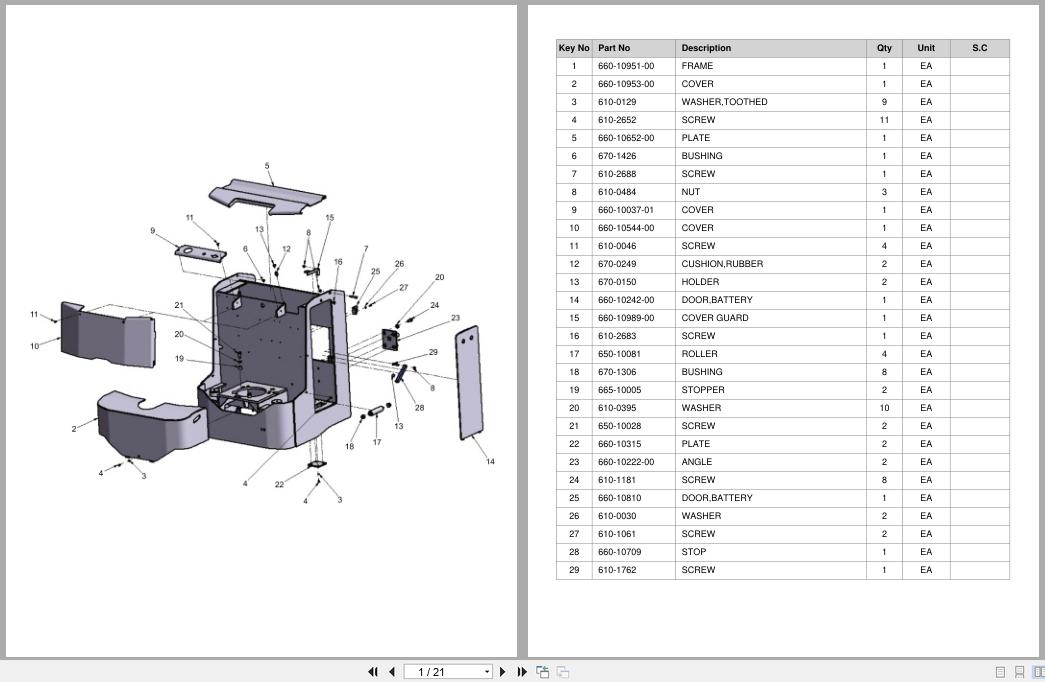 Doosan DLE Pallet Truck LEDH30M Equipment Parts Catalog SB1268 (1)