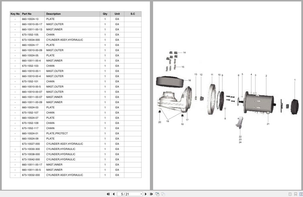 Doosan DLE Pallet Truck LEDS10C LEDS12 5C Equipment Parts Catalog SB1151 (2)