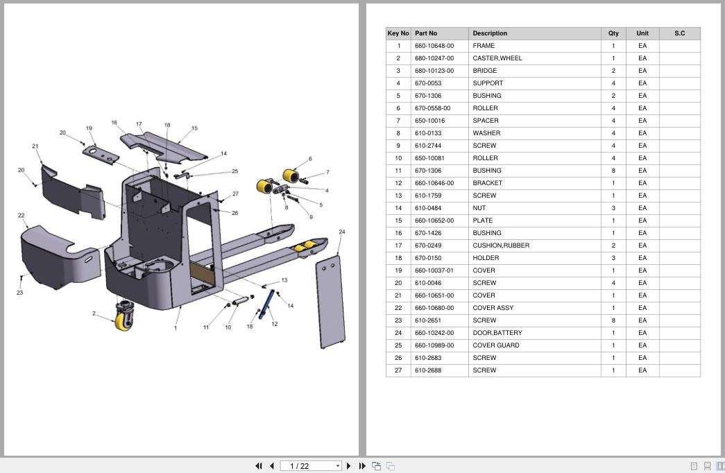 Doosan DLE Pallet Truck LEDS14C LEDS16C Equipment Parts Catalog SB1152 (1)