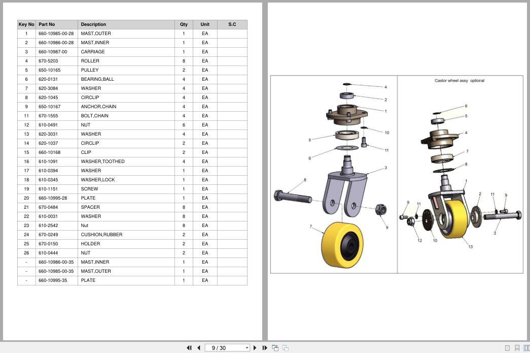 Doosan DLE Pallet Truck LEDS20 Equipment Parts Catalog SB1149 (2)