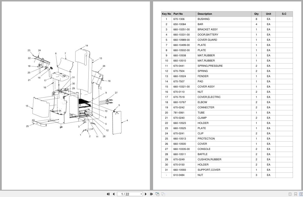 Doosan DLE Pallet Truck LEKF20 Equipment Parts Catalog SB1158 (1)