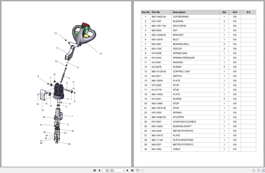 Doosan DLE Pallet Truck LEKF20 Equipment Parts Catalog SB1158 (2)
