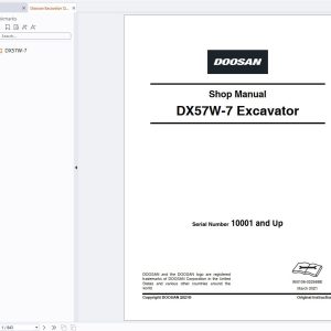 Doosan Excavator DX57W 7 Shop Manual 950106 02256BE 1