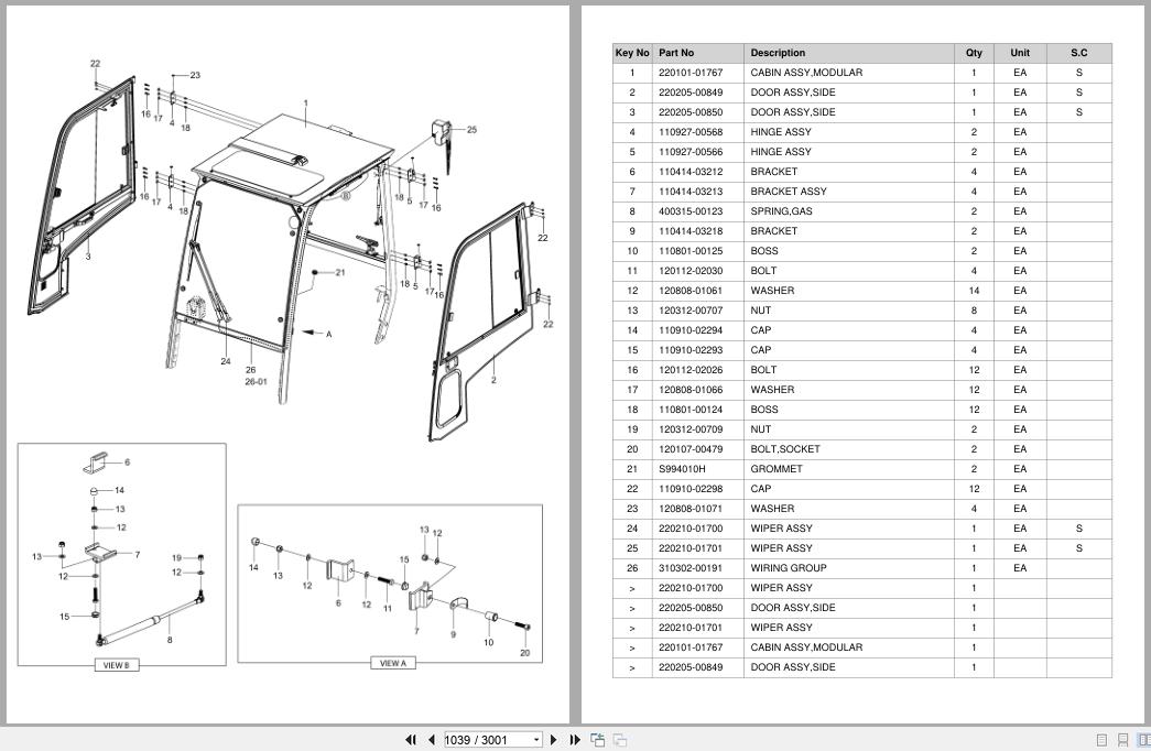 Doosan Forklift B15T7 B18T7 B20T7 B18TL7 B20TL Parts Catalog SB1188 (2)