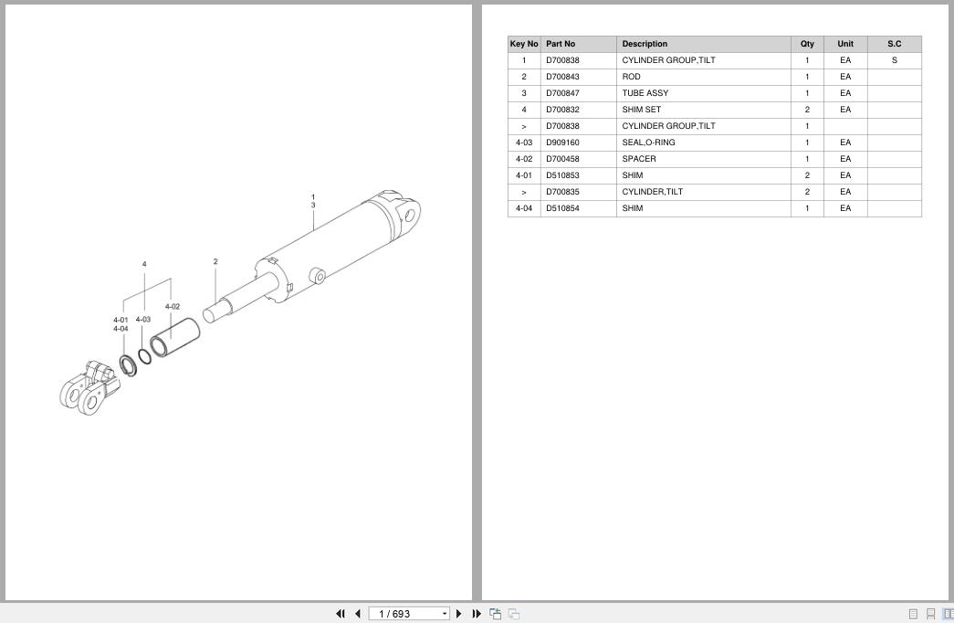 Doosan Forklift BC20S2 BC25S2 BC30S2 BC25SE2 Parts Catalog D290559 (1)