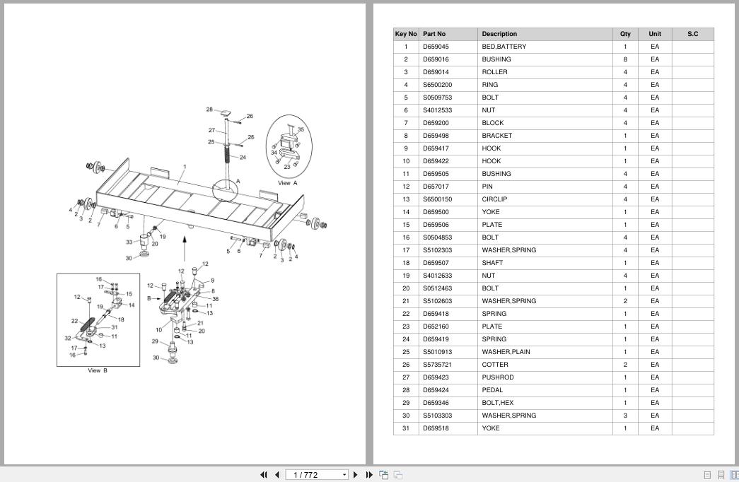 Doosan Forklift BR13J5 BR15J5 BR18J5 Parts Catalog SB1116 (1)