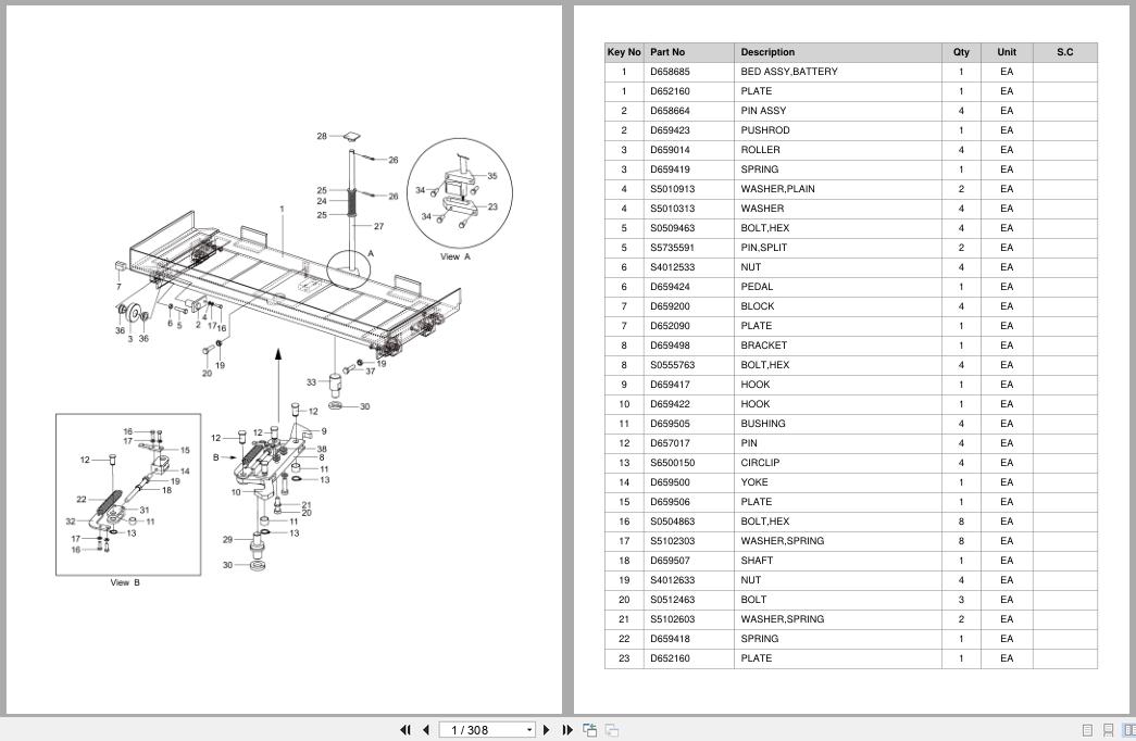 Doosan Forklift BR14JW BR16JW Parts Catalog D650029 (1)