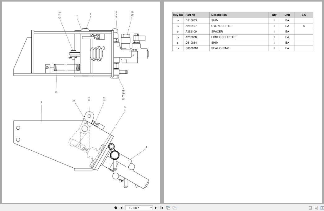Doosan Forklift D15S2 D18S2 D20SC2 Parts Catalog SB1058 (1)