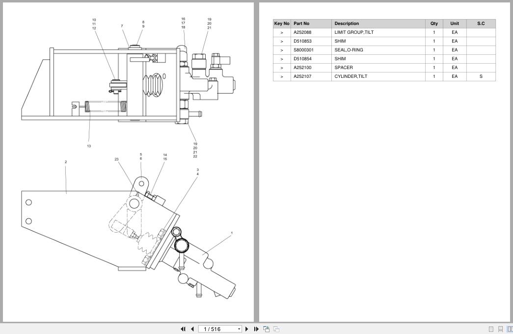 Doosan Forklift D15S2 D18S2 D20SC2 Parts Catalog SB1069 (1)