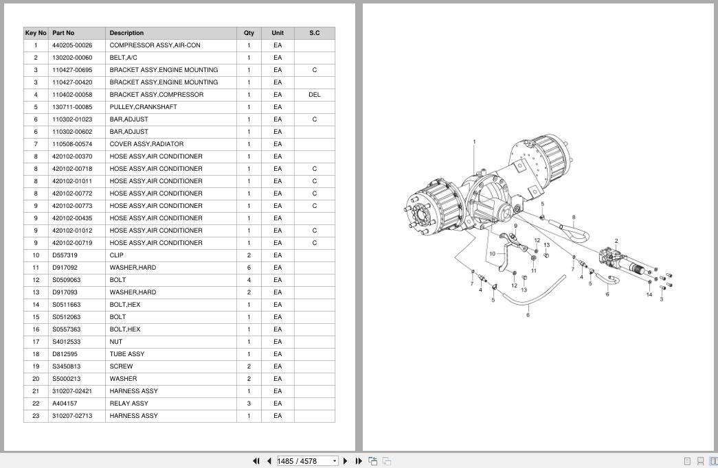 Doosan Forklift D20S7 D25S7 D30S7 D33S7 D35C7 D24 2.4L T4 Parts Catalog SB1159 (2)