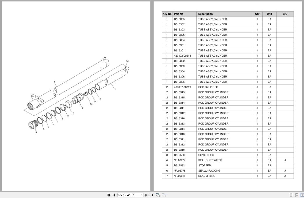 Doosan Forklift D35S5 D40S5 D45S5 D40SC5 D45SC5 D50SC5 D55SC5 D50C Parts Catalog SB1111 (2)