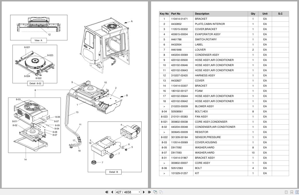 Doosan Forklift D35S7 D40S7 D45S7 D40SC7 D45SC7 D50C7 D55C7 D5 Parts Catalog SB1176 (2)